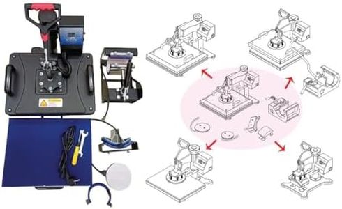 Print Digits|5-in-1 Combo Heat Press with Slide-Out Tray – Multifunction Heat Transfer Machine for T-Shirts, Caps, Mugs & Plates – 360° Swing Arm & LED Control