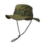 Boonie Hat, Outdoor Wide Brim Sun Protect Hat, Double Layer Classic US Combat Army Style Bush Jungle Sun Cap for Fishing Hunting Camping Green