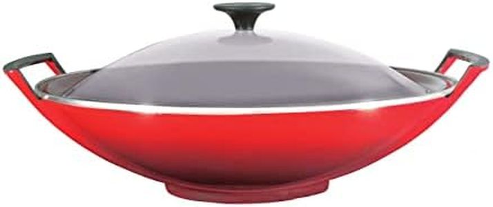 Le Creuset Wok in ghisa vetrificata con coperchio vetro, Diametro 36 cm, 4.5 L, Ciliegia, 25304360600460