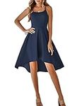 Hotexy Cocktail Dresses for Women Evening Party Spaghetti Strap Sleeveless High Low A Line Skater Wedding Guest Dresses Navy