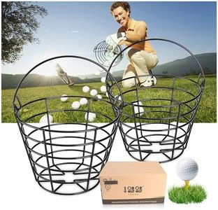 10L0L Cesta de pelota de golf de metal con asa, cubo de pelota de golf paquete de 2