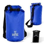 Wise Owl Outfitters Waterproof Dry Bag Backpack - Thick, Durable Water Bag for Kayaking, Camping, Boating, Beach and Outdoor Water Sports - Blue, 10L