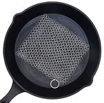 BabriInta Cast Iron Scrubber 6 Inch Stainless Steel Scrubber Cast Iron Cleaner Household Chain Scrubber for Cast Iron Pans, Skillet, Wok, Pot, Dutch Ovens Chainmail Scrubber