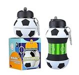 Soccer Water Bottle, Football Water Bottle, Unique Gift for all age, Collapsible, Leakproof, water bottles, BPA Free, 550ml