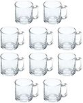 DISCOUNT PROMOS Small Glass Coffee Mugs 9 oz. Set of 10, Bulk Pack - Perfect for Coffee, Tea, Espresso, Hot Cocoa, Other Beverages - Clear