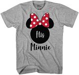 Disney His Minnie Couples Valentines Adult Funny Disneyland Graphic T-Shirt(Minnie Heather Grey,Large)