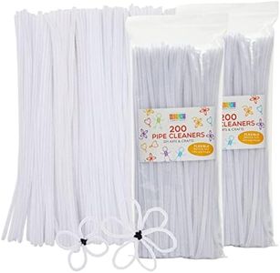 400 Pieces White Pipe Cleaners Chenille Stems (6 mm x 12 inches) DIY Art Creative Craft Decorations