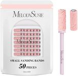 MelodySusie 50 Pcs Nail Drill Bits Small Sanding Bands with 3.1mm Mandrel Bit, 80 Coarse Grit Nail File for Acrylic Nails Gel Manicures and Pedicure, Pink