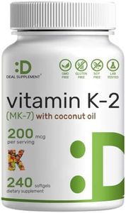 DEAL SUPPLEMENT Vitamin K2 (MK-7) 200mcg, 240 Virgin Coconut Oil Softgels | Premium Menaquinone-7 Form, Easily Absorbed Vitamin K Supplement – Bone, Joint, & Immune Support – Non-GMO