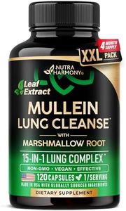 Mullein Leaf Extract for Lung Detox - Marshmallow Root | Echinacea | Oregano | Quercetin | NAC - 15-in-1 Lung Support & Cleanse for Smokers Supplement - Made in USA - As Drops, Tincture - 120 Capsules