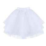 FEESHOW Kids Girls 3 Layers Hoopless Net Petticoat Flower Girl Wedding Crinoline Underskirt Skirt Slips White One Size