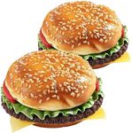 Joeabor Artificial Hamburger Round 2 Pack Realistic Fake Food for Display Faux Burger for Decoration Fake Food Props