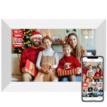 Frameo White 10.1 Inch Smart WiFi Digital Photo Frame,Digital Picture Frame Wi-Fi with 32GB Storage & SD Slot, Electronic Picture Frame IPS Touch Screen with Auto-Rotate, Gifts for Mom, House Warming