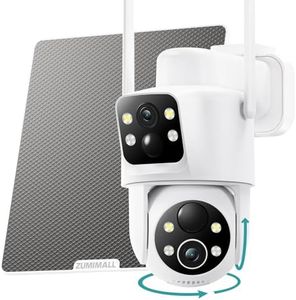 ZUMIMALL Security Cameras Wireless Outdoor with Dual Lens, 360° PTZ Solar Camera for Home Security, 2K Color Night Vision/AI Detection/2-Way Talk/2.4GHz WiFi/Siren & Light Alarm/IP66/Cloud/Alexa