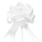 GWHOLE Pack of 60 White Ribbon Pull Bows Self-assembling Wedding Pull Bows for Valentines Day Gift Decorations, Wedding Cars, Arts & Crafts, Christmas Hampers, 130cm