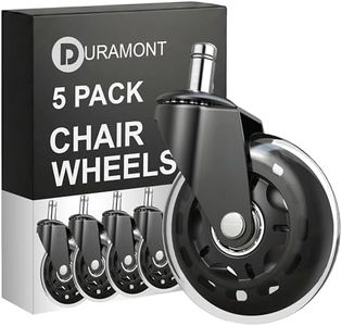 Office Chair Wheels Replacement - Heavy Duty Chair Casters, Rubber Roller Blade Wheels for Carpet and Hardwood Floors Silicon Desk Accessories (Clear)