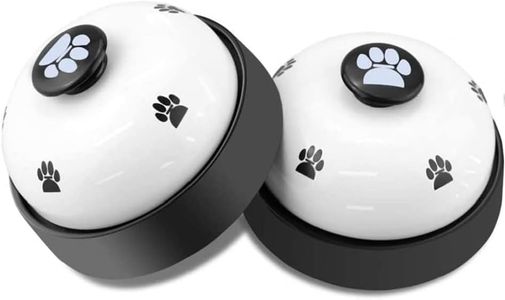 Dog Training Bell, Set of 2 Dog Puppy Pet Potty Training Bells, Dog Cat Door Bell Tell Bell with Non-Skid Rubber Base (White, One Size)