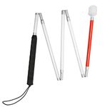 Blind Cane Stick - Mobility Reflective Red-White Foldable Walking Baston para Ciegos, Marshmallow Ball Tip | Folding Replacement/Prop Tool for Visually Impaired Person, Men, Women People Seeing Sight