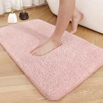 Color&Geometry Bath Mat, 17"x24" Large Soft Bathroom mat Fluffy Absorbent Thick Shaggy Bath Rug, Non Slip Machine Washable Floor Bath Mats for Bathroom Washroom, Pink Bathroom Rug