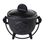 Azure Green ICBR94 5 in. Cast Iron Cauldron with Lid Tree of Life