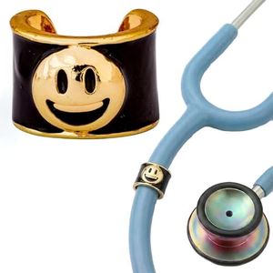 charMED Custom Stethoscope Charms - Smile Emoji Charm - Gifts for Nurses, Doctors, Veterinarians, Technicians, Surgeons & Healthcare Professionals - Metal Silver 0.5" Ring Charm