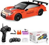 Remote Control Car RC Drift Car 2.4GHz 1:24 Scale 4WD 15KM/H High Speed Model Vehicle with LED Lights Drifting Tire Racing Sport Toy Car for Adults Boys Girls Kids Gift 2Pcs Rechargeable Batteries