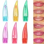 Incisite 6 Pcs Aloe Vera Lip Oil,Temperature Colour Changing Lip Gloss,Long Lasting Lip Gloss,Moisturizing Tinted Lip Balm,Nutritious Lipgloss for Dry Lips Makeup Cosmetic