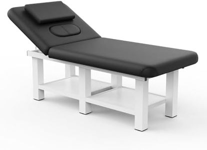 pouseayar Metal Frame Wide Stationary Massage Table for Treatment Table Physical Therapy Table Spa Facial Bed, PU Leather 31.5'' Wide 75'' Long Heavy Duty Professional Stationary Massage Bed - Black