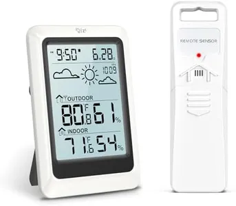 LOFICOPER Indoor Outdoor Thermometer Hygrometer, Wireless Home Weather Station, 4. 4'' High Accuracy Temperature Humidity Monitor, with Weather Forecast, Calendar, Alarm Clock, Snooze