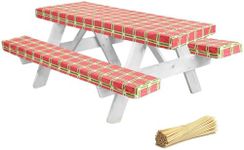 LINPRO Premium Picnic Table Cover with Bench Covers Vinyl Fitted Picnic Table Covers with Elastic RV Camping Accessories and Camper Must Haves Waterproof (Watermelon Print, 72 x 30 (6ft))