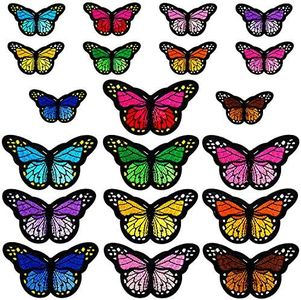 20pcs Butterfly Iron on Patches, 2 Size Embroidered Sew Applique Repair Patch