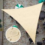 ColourTree 16' x 16' x 16', Beige Triangle TADT16 Waterproof Sun Shade Sail Canopy Awning Shelter Fabric, 95% UV Blockage UV & Water Resistant, Outdoor Patio Garden Carport (We Make Custom Size)