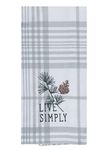 Kay Dee Designs LIVE SIMPLY PINECONE EMB TEA Dish Towel, 18 x 28, Various