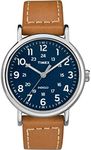 Timex Men's Weekender 40mm Watch, Tan/Blue, One Size, Weekender 40 Leather Strap