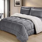 Cathay Home Comforter, Faux Fur, Pewter, Queen