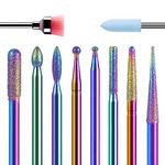 MELODYSUSIE Nail Drill Bits Set Safety Cuticle Tools Diamond Metal Professional 3/32 Inches for Acrylic Gel Art Nails and Electric Nail Files Drill Machine Manicure Pedicure Home Salon Use, Rainbow