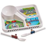 PAW Patrol Dining Set For Kids - 3 PC Themed Dinnerware Set by Dinneractive - Dog Cartoon - Toddler Plates - Baby Dishes