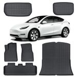 MIRAIDON for Tesla Model Y Floor mats 5-seat, Deep Dish All Weather Floor mats with Cargo Liner, Front Rear Trunk mats, car Floor mats Waterproof Custom fit Model Y 2024-2020 Car Accessories Interior