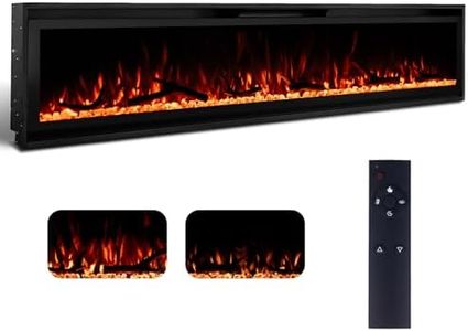 Kukoofyer 70 Inch Ultra Thin Electric Fireplace Insert - Wall Mounted Heater with Remote Control & Touch Screen, Realistic Multicolor Flame, Thermostat, Timer, 750W/1500W (Log & Crystal Included)