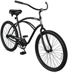 Trace ACE 26 Inch Beach Cruiser Bike, Single Speed Commute Bike Coaster Brake, Step-Through Bicycle for Adult Women & Men, Steel Frame Cruiser Bike Vintage Classic Handlebar (Male, Matte Black)