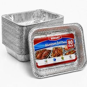 WIKDAY 80 Pack Aluminum Foil Pans, 9x13 Disposable Baking Pans, Heavy Duty Food Containers for Baking, Cooking, Roasting, Meal Prep, Parties, BBQ & Catering
