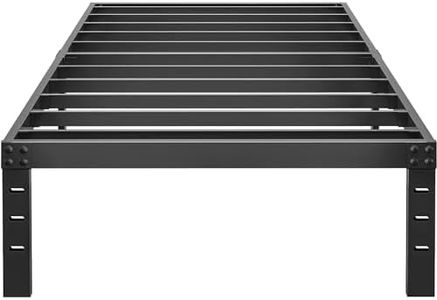 HOBINCHE 12 Inch Twin Size Bed Frame - No Box Spring Needed Heavy Duty Metal Platform Mattress Foundation with Steel Slats, Non-Slip Noise Free Easy Assembly Black Bedframes