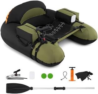 Goplus Inflatable Float Tube, Fishing Belly Boat with Fish Ruler, Pump, Storage Bag, Adjustable Straps, Fishing Float Tube for Angling, 350LBS Load Capacity (Green+Grey, Thickened，W/Rod Holder)