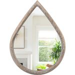 FEUFOAM Teardrop Wall Mirror with Wood Framed Farmhouse Wall Hanging Mirrors for Wall Decor Irregular Decorative Mirror for Bedroom Living Room Bathroom 16x20 Inches