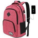 Backpack for Women,School Backpack for Teen Girls College Backpack with USB Charging Port,Pink