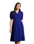 Symbol Premium Women's Polyester Fit and Flare Midi Dress (SBP-SS24-WDR-607_Soda Blue_M)