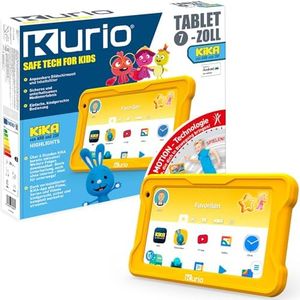 KURIO Kinder Tablet ab 3 Jahren – KiKa Lerntablet für Vorschulkinder mit Silikon-Schutzhülle, 32 GB Speicher, Blaulichtfilter, Verstellbarem Ständer, 10 Spielen Inklusive und App & Website-Steuerung