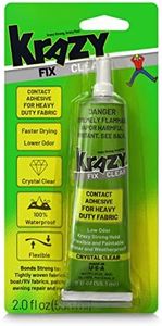 Krazy Fix Clear Fabric Glue, Washable, 100% Waterproof Permanent Bond Glue for Fabric, Heavy Duty Adhesive for Clothing, Patches, Canvas and more, 2.0 fl. oz. Tube