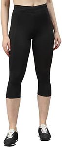 BLINKIN Women's 3/4 Gym Wear Tights For Women With Side Pockets : Perfect For Active Wear, Yoga & Workout - The Ultimate Gym Skinny Pants For Women & Girls (204,Black,Size_5Xl)