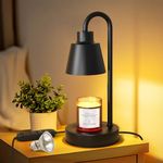 Lazenry Candle Warmer Lamp with Timer, Plug in Wax Melt Warmer, Dimmable Candle Lamp with Bulb, Warm Light Lamp Wax Warmer for Scented Wax, Jar Candles, Bedroom, Home, Office Decor, Black